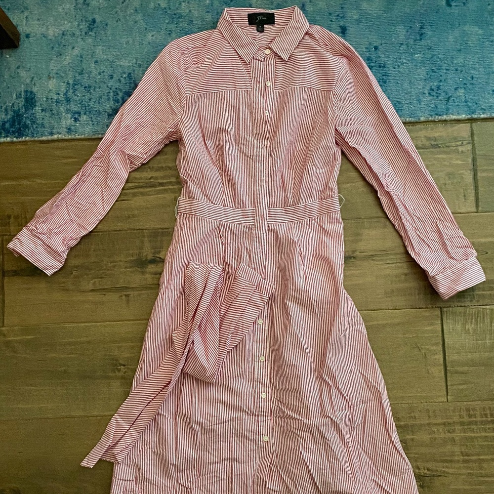 J. Crew striped light red shirt dress